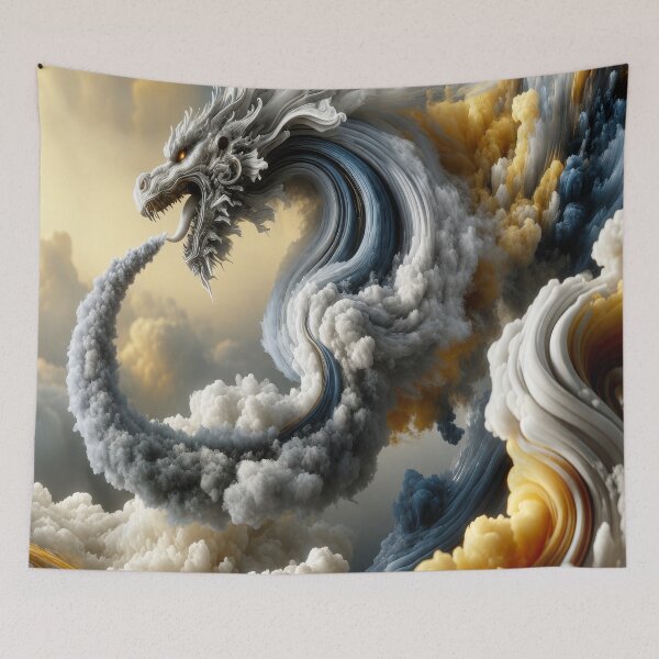 Item preview, Cloud Dragon – Celestial Sky Serpent Fantasy Storm Creature Design designed and sold by DrakariArt.