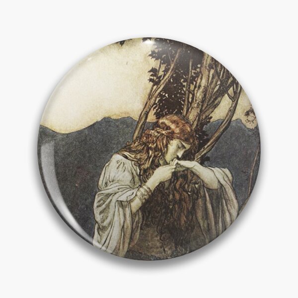 Item preview, Brunnhilde kisses the ring that Siegfried has left with her  - by Arthur Rackham designed and sold by Vintage Designs +.