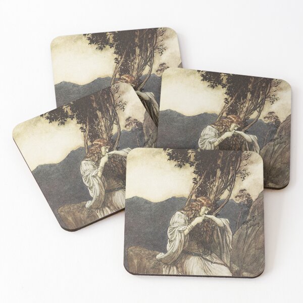 Item preview, Brunnhilde kisses the ring that Siegfried has left with her  - by Arthur Rackham designed and sold by Vintage Designs +.