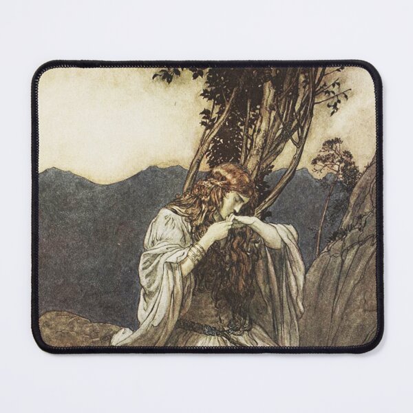 Item preview, Brunnhilde kisses the ring that Siegfried has left with her - by Arthur Rackham designed and sold by Vintage Designs +.
