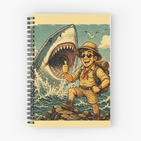 Item preview, Fearless Explorer – Funny Vintage Shark Attack Adventure Retro T-Shirt Art designed and sold by @SHINTOSARTSTORE.