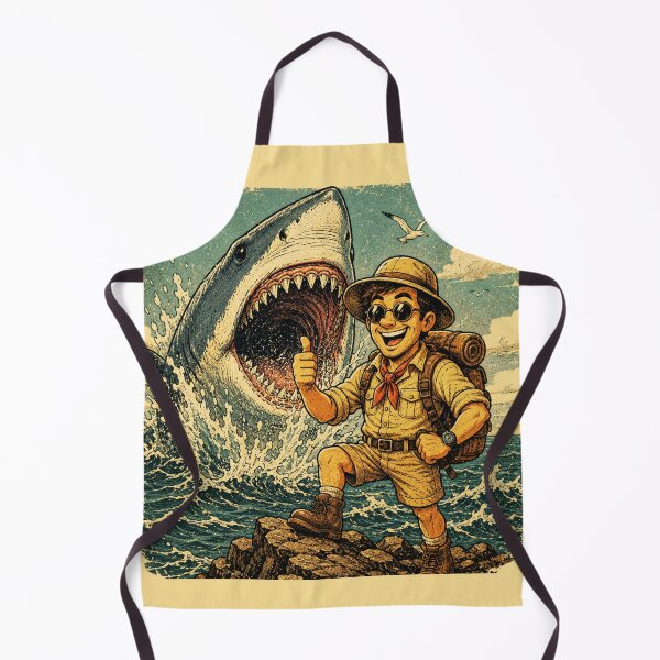 Item preview, Fearless Explorer – Funny Vintage Shark Attack Adventure Retro T-Shirt Art designed and sold by @SHINTOSARTSTORE.