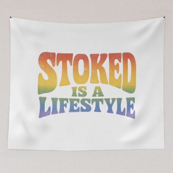 Item preview, Stoked Is a Lifestyle Retro 70s Surf Typography Tee Sticker California Surfer Gift designed and sold by sharifex.