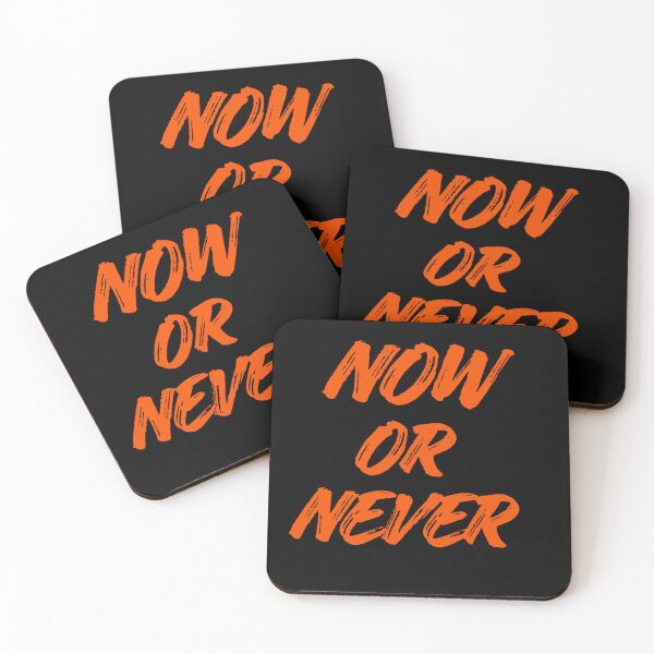 Item preview, Now Or Never Orange Typography Motivational Quote Art designed and sold by busesplace.