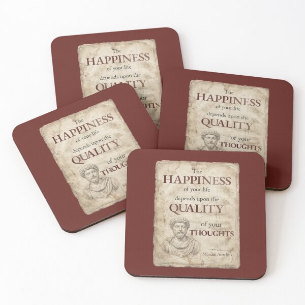 Item preview, The Happiness of Your Life Depends Upon the Quality of Your Thoughts - Marcus Aurelius - Vintage Distressed Stoic Quote - Roman Red Version designed and sold by Stoic Core.