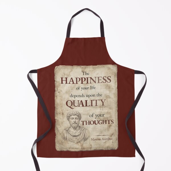 Item preview, The Happiness of Your Life Depends Upon the Quality of Your Thoughts - Marcus Aurelius - Vintage Distressed Stoic Quote - Roman Red Version designed and sold by Stoic Core.