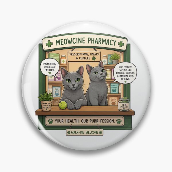 Item preview, Meowcine Pharmacy Cute Russian Blue Cats Anti Depressant Meme designed and sold by NikaRka.