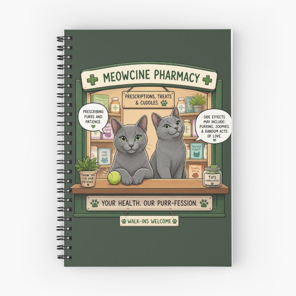 Item preview, Meowcine Pharmacy Cute Russian Blue Cats Anti Depressant Meme designed and sold by NikaRka.