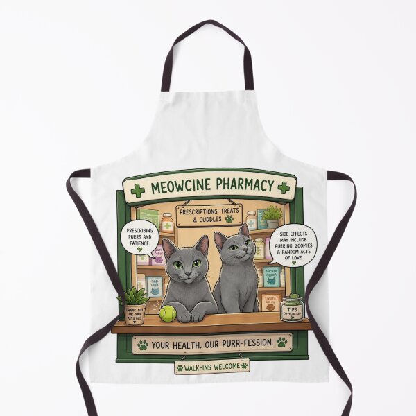 Item preview, Meowcine Pharmacy Cute Russian Blue Cats Anti Depressant Meme designed and sold by NikaRka.