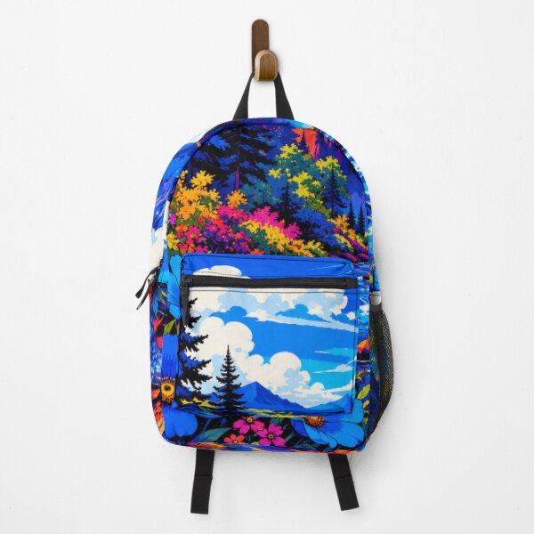 Item preview, Vibrant Waterfall Mountain Landscape | Colorful River & Wildflower Nature Art designed and sold by Nexus Space.