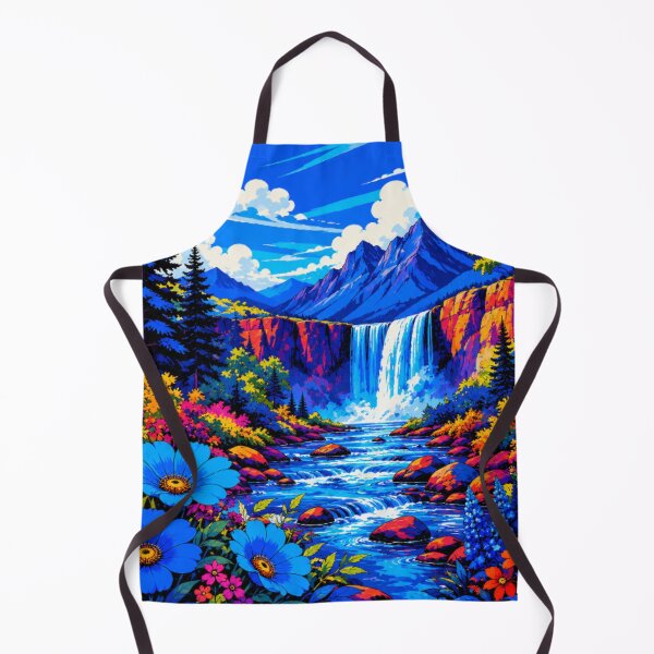 Item preview, Vibrant Waterfall Mountain Landscape | Colorful River & Wildflower Nature Art designed and sold by Nexus Space.