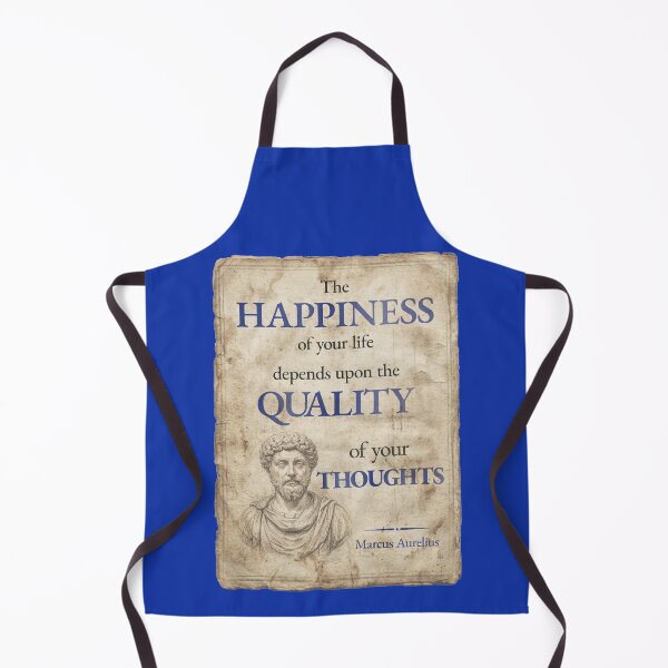 Item preview, The Happiness of Your Life Depends Upon the Quality of Your Thoughts - Marcus Aurelius - Vintage Distressed Stoic Quote - Egyptian Blue Version designed and sold by Stoic Core.