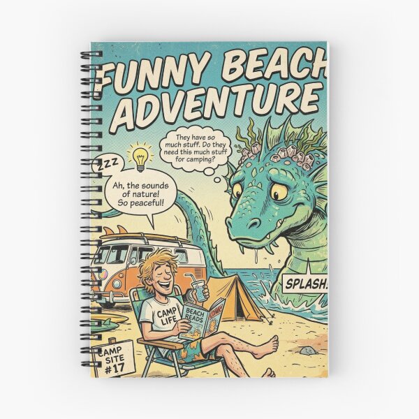 Item preview, Funny Beach Adventure – Retro Comic Sea Monster Camping Poster Art Print designed and sold by @SHINTOSARTSTORE.