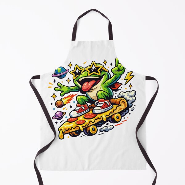 Item preview, Cool Frog Riding Pizza Skateboard designed and sold by SurrealSproutz.