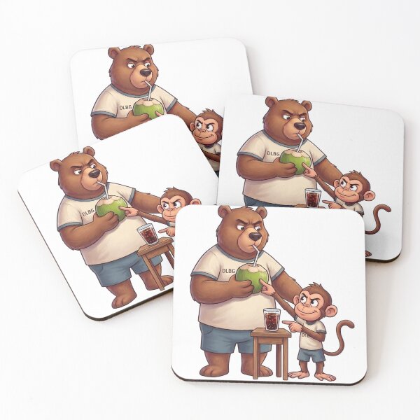 Item preview, DLBG Coconut vs Cola – Funny Bear & Mischievous Monkey designed and sold by DLBG-STORE.