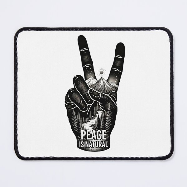 Item preview, Peace Sign Hand with Nature Double Exposure Illustration designed and sold by GabeMountainArt.