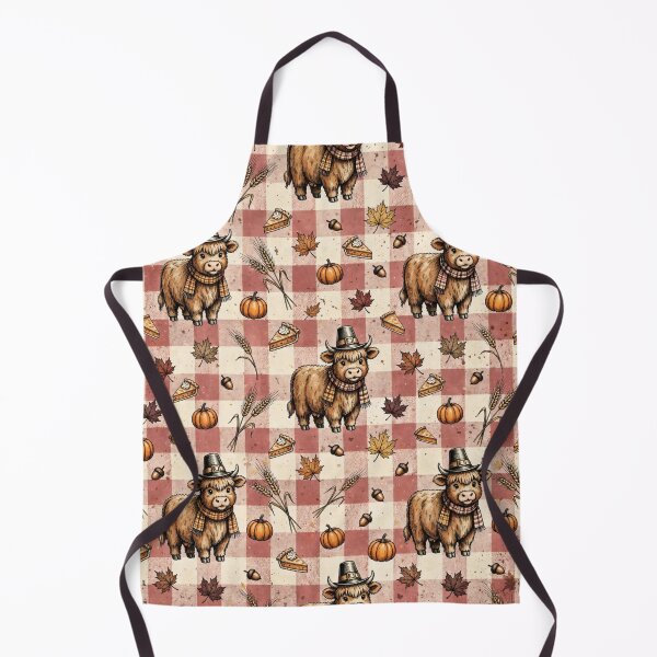 Item preview, Thanksgiving Highland Cow Pattern Cute Pilgrim flannel Hat Pumpkin Pie Fall Gingham designed and sold by Yellowriversss.
