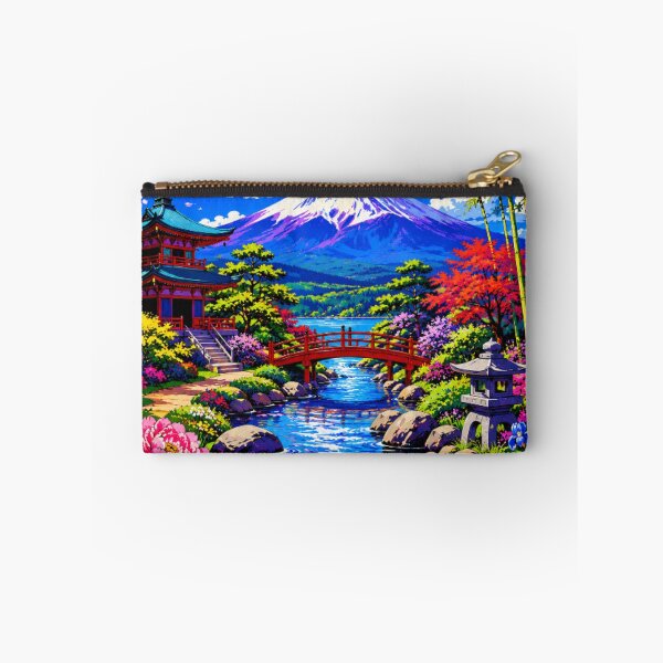 Item preview, Mount Fuji Japanese Garden | Vibrant Sakura Landscape | Colorful Japan Nature Illustration designed and sold by Nexus Space.