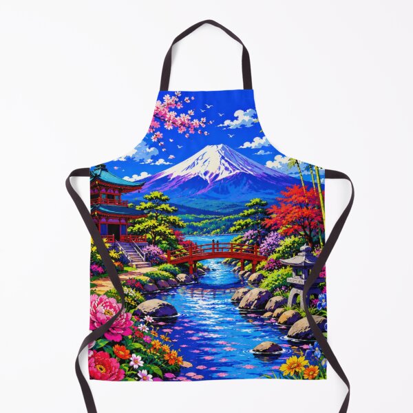 Item preview, Mount Fuji Japanese Garden | Vibrant Sakura Landscape | Colorful Japan Nature Illustration designed and sold by Nexus Space.