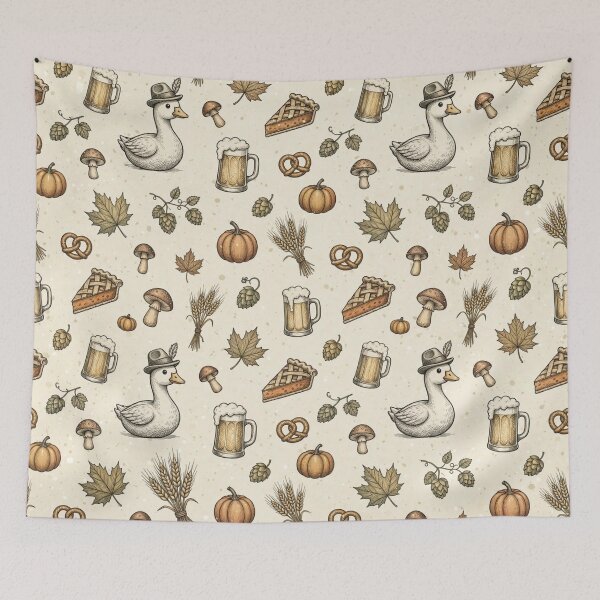 Item preview, Oktoberfest Goose Pattern Cute Duck Beer Mug Pumpkin Pie Pretzel Fall Autumn designed and sold by Yellowriversss.