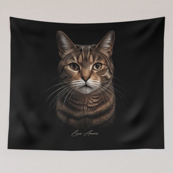 Item preview, Realistic Tabby Cat Portrait with Dramatic Lighting designed and sold by Lucia Amaris Art.
