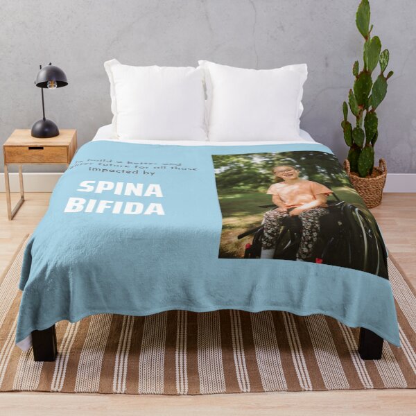 Item preview, Spina Bifida Awareness Throw Blanket & Wall Tapestry – "To Build a Better and Brighter Future for All Those Impacted by Spina Bifida" Inspirational Disability Advocacy Home Decor designed and sold by AllAbility Design.