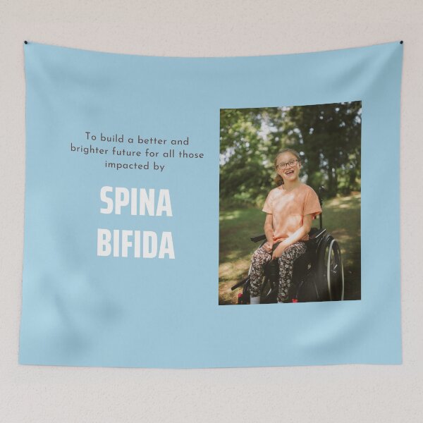 Item preview, Spina Bifida Awareness Throw Blanket & Wall Tapestry – "To Build a Better and Brighter Future for All Those Impacted by Spina Bifida" Inspirational Disability Advocacy Home Decor designed and sold by AllAbility Design.