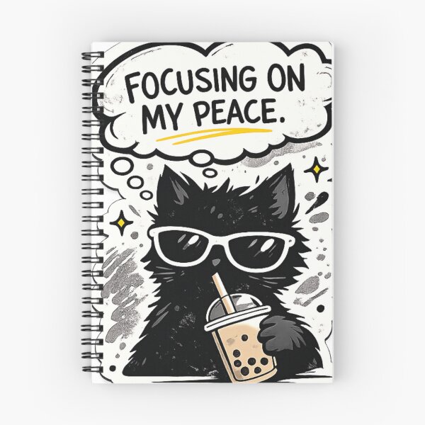 Item preview, Focusing On My Peace Black Cat Sticker | Cute Introvert Cat | Funny Boba Tea Cat | Aesthetic Mental Health Quote designed and sold by Sticker Hubs.