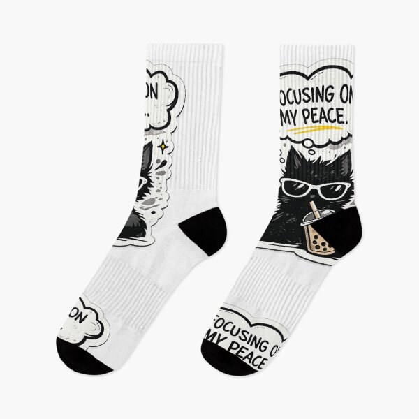 Item preview, Focusing On My Peace Black Cat Sticker | Cute Introvert Cat | Funny Boba Tea Cat | Aesthetic Mental Health Quote designed and sold by Sticker Hubs.