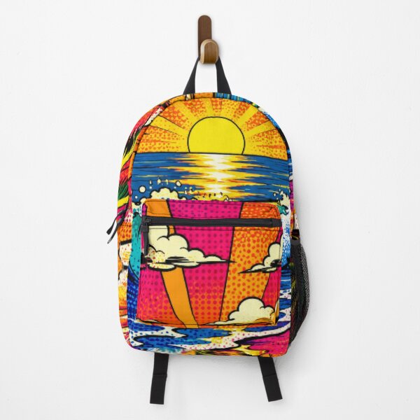 Item preview, Tropical Beach Sunset Pop Art | Vibrant Ocean Waves & Palm Trees | Colorful Coastal Illustration designed and sold by Nexus Space.