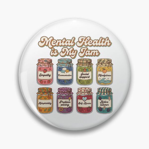 Item preview, Mental Health Is My Jam Retro Jam Jars Positive Psychology Typography designed and sold by raedattia.