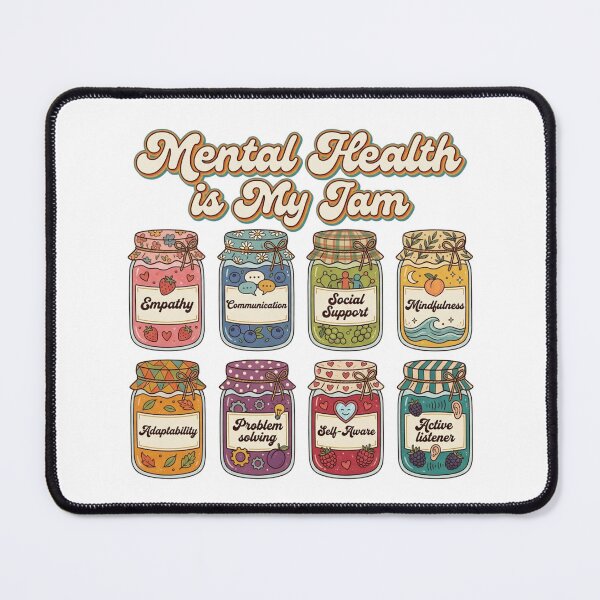 Item preview, Mental Health Is My Jam Retro Jam Jars Positive Psychology Typography designed and sold by raedattia.