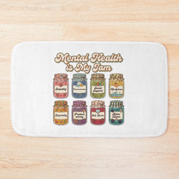 Item preview, Mental Health Is My Jam Retro Jam Jars Positive Psychology Typography designed and sold by raedattia.