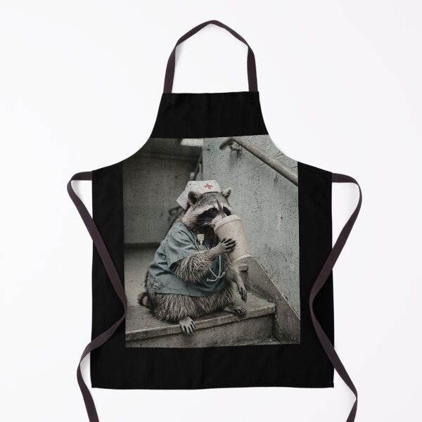 Item preview, Exhausted Raccoon Nurse Blue Scrubs Coffee Break designed and sold by Neurospicy Trolls.