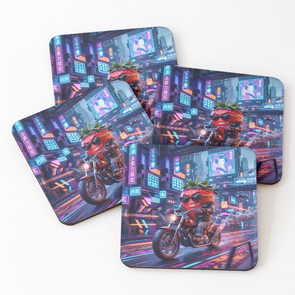 Item preview, Biker Strawberry in Neon City designed and sold by AnnArtshock.