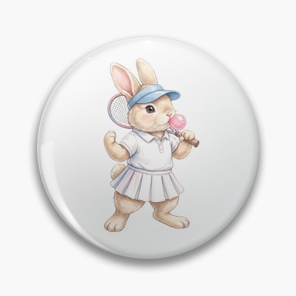 Item preview, Cute Tennis Bunny Blowing Bubble Gum | Kawaii Rabbit Sports T-Shirt Design designed and sold by StickerNestYou.