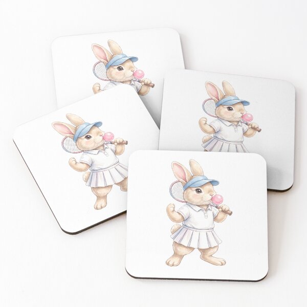 Item preview, Cute Tennis Bunny Blowing Bubble Gum | Kawaii Rabbit Sports T-Shirt Design designed and sold by StickerNestYou.