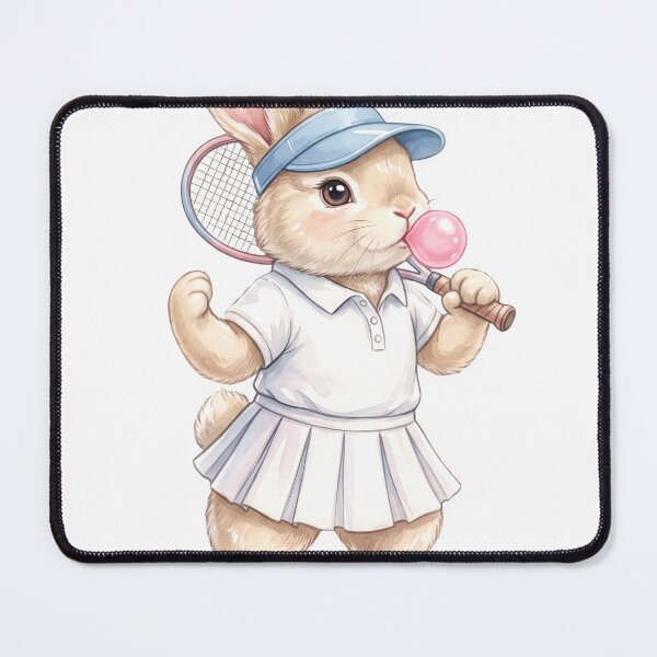 Item preview, Cute Tennis Bunny Blowing Bubble Gum | Kawaii Rabbit Sports T-Shirt Design designed and sold by StickerNestYou.