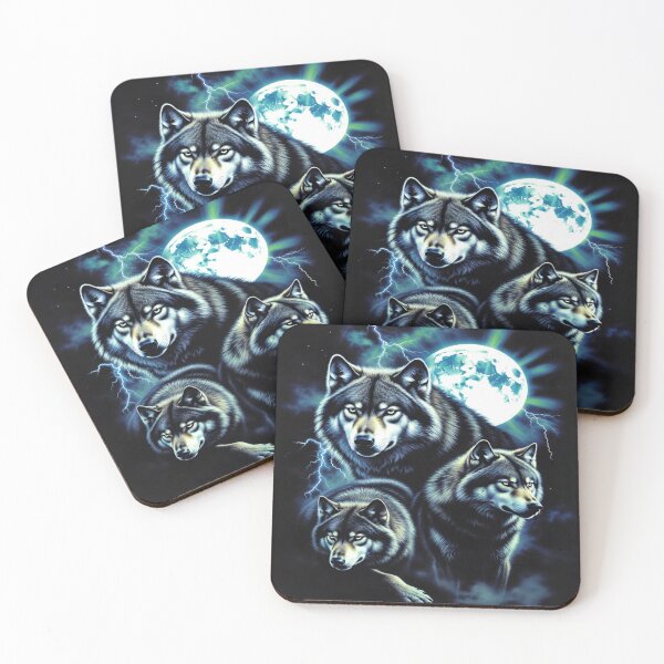 Item preview, Mystic Wolves Under Full Moon | Dramatic Wolf Pack Art designed and sold by WonderWaresGifts.