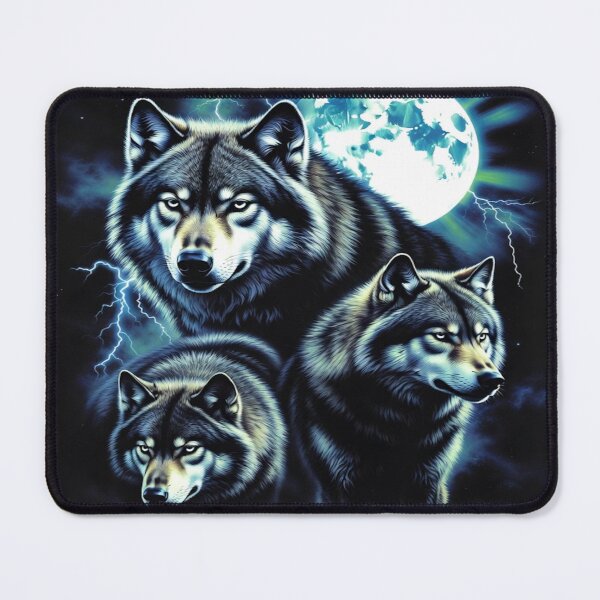Item preview, Mystic Wolves Under Full Moon | Dramatic Wolf Pack Art designed and sold by WonderWaresGifts.