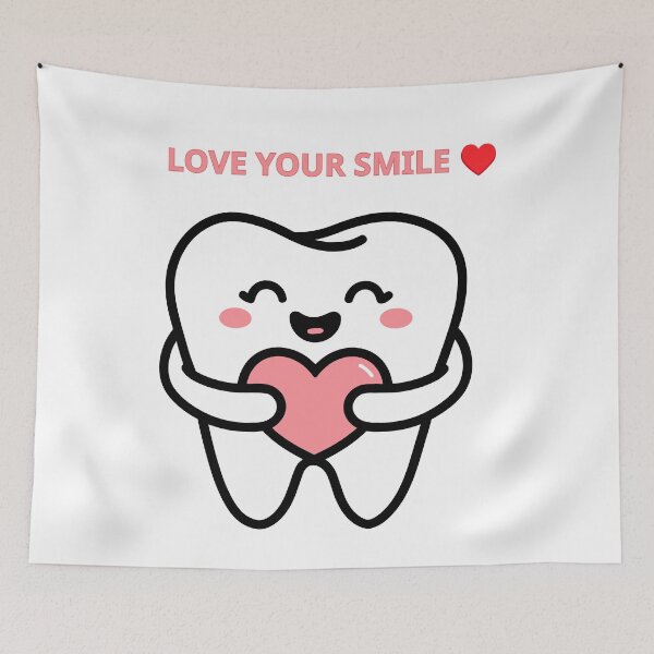 Item preview, Cute Kawaii Smiling Tooth Holding Pink Heart T-Shirt designed and sold by     Fatma Creates.