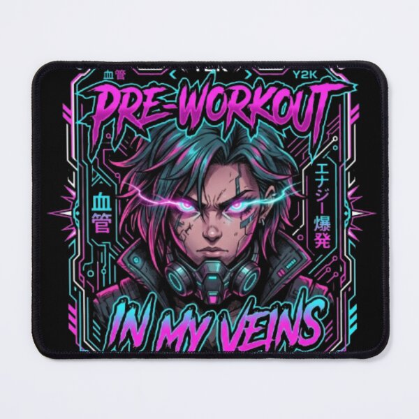 Item preview, Pre-Workout In My Veins Anime Gym - Cyberpunk Gym Rat Meme designed and sold by OLLI_STORE.