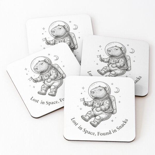 Item preview, Lost in Space Found in Snacks Funny Capybara Astronaut T-Shirt | Cute Space Animal Gift designed and sold by StickerNestYou.