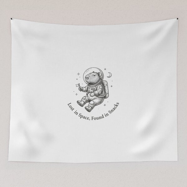 Item preview, Lost in Space Found in Snacks Funny Capybara Astronaut T-Shirt | Cute Space Animal Gift designed and sold by StickerNestYou.