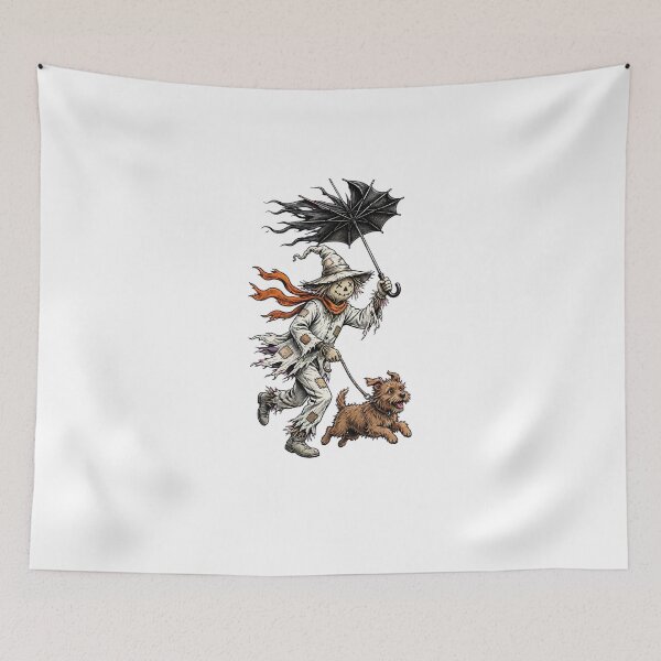 Item preview, Windy Scarecrow Walking Dog In Storm - Halloween Dog designed and sold by Neurospicy Trolls.