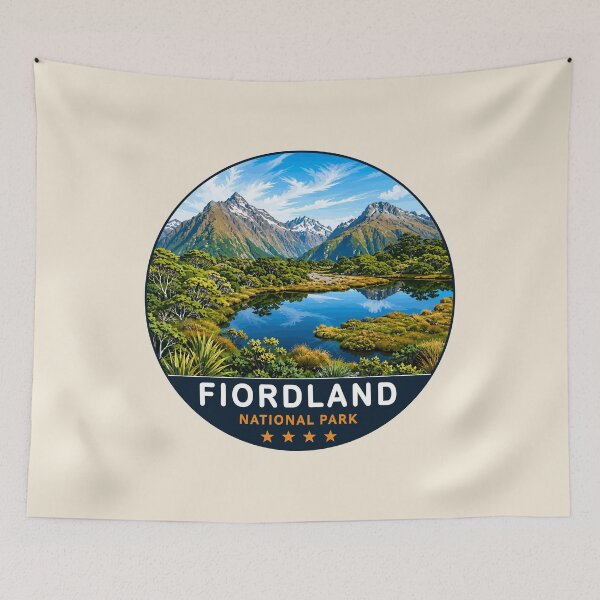 Item preview, Fiordland National Park New Zealand Vintage Fjord & Mountain Landscape designed and sold by Gideon Emmerich.