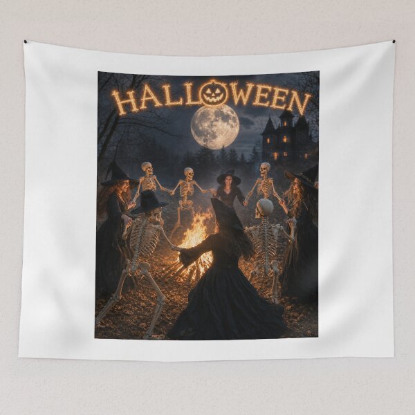 Item preview, Scary Halloween Witches and Skeletons Dance Circle designed and sold by Nela-&-Lena.
