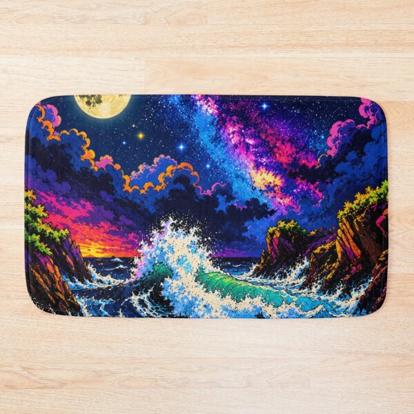 Item preview, Celestial Ocean Dreams | Vibrant Pop Art Moonlit Seascape & Milky Way Landscape designed and sold by Nexus Space.