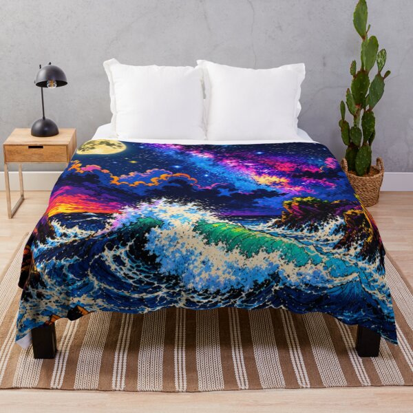Item preview, Celestial Ocean Dreams | Vibrant Pop Art Moonlit Seascape & Milky Way Landscape designed and sold by Nexus Space.