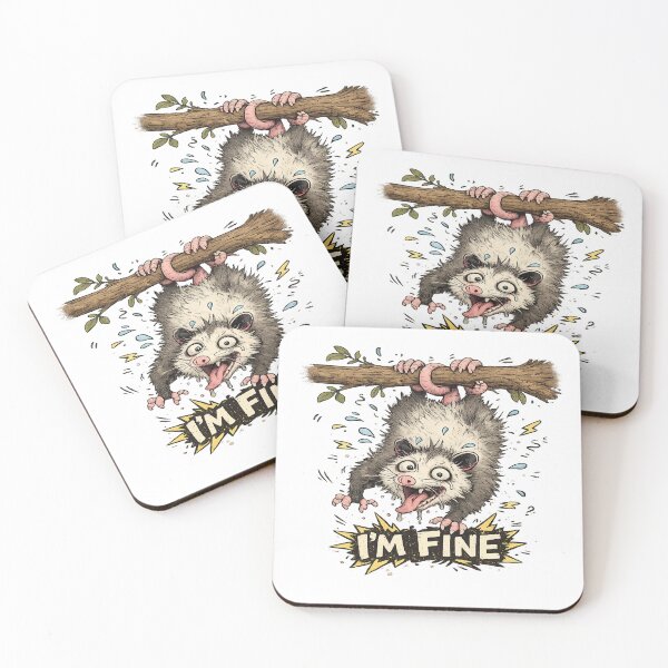 Item preview, Funny I'm Fine Possum Meme | Chaotic Opossum | Relatable Anxiety Humour | Cute Woodland Animal Gift designed and sold by ArtByTripti.